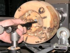 The hollowing tool in use